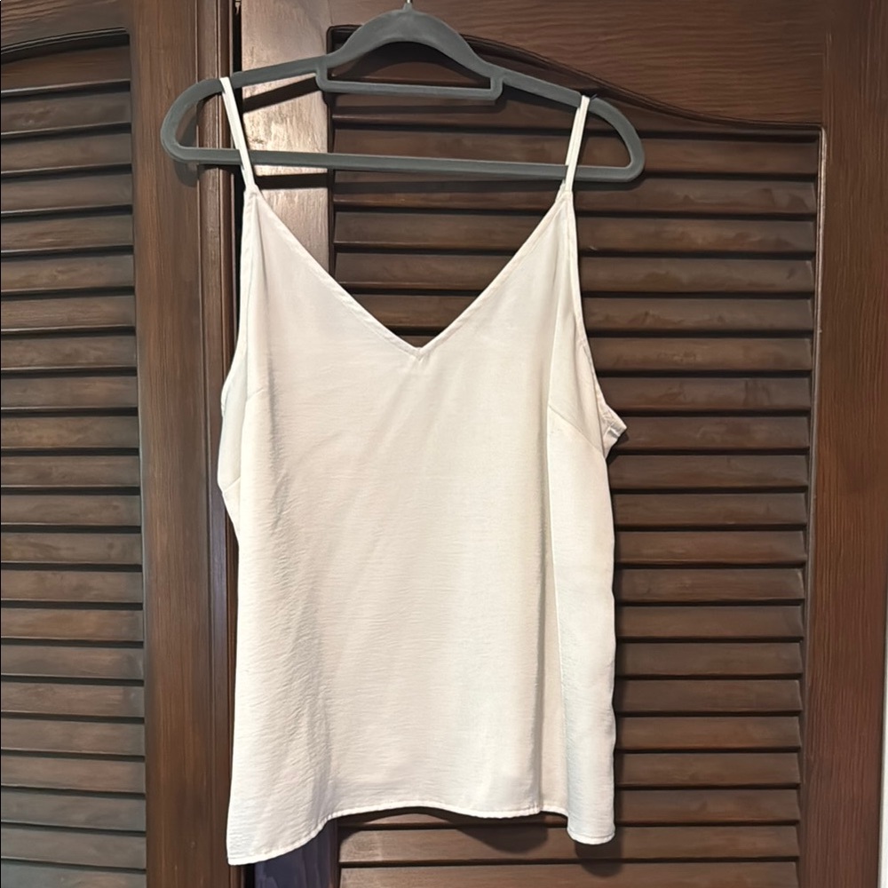 Cream Camisole Top with V-Neckline and Spaghetti Straps